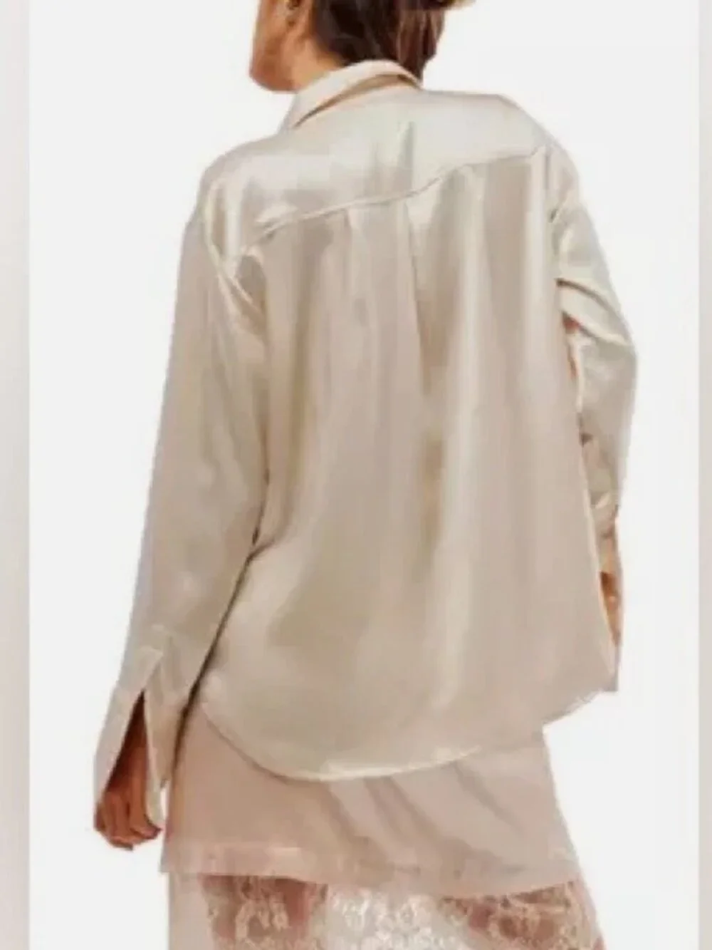 Free People Shooting For The Moon Button Down Shirt Tea Champagne Small